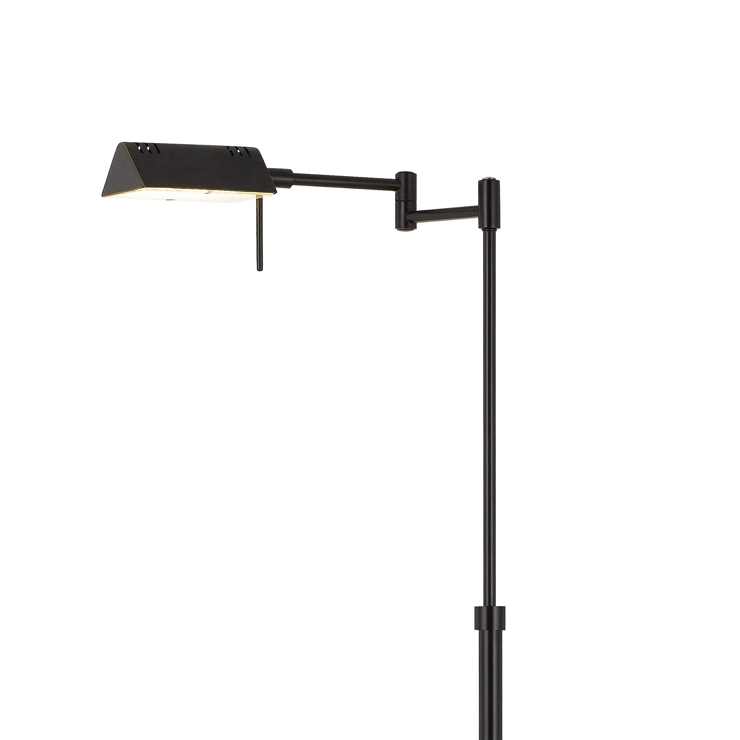 Benjara 10W LED Adjustable Swing Arm Floor Lamp - Modern Black Metal Standing Light for Living Room, Bedroom, or Office Reading & Task Lighting