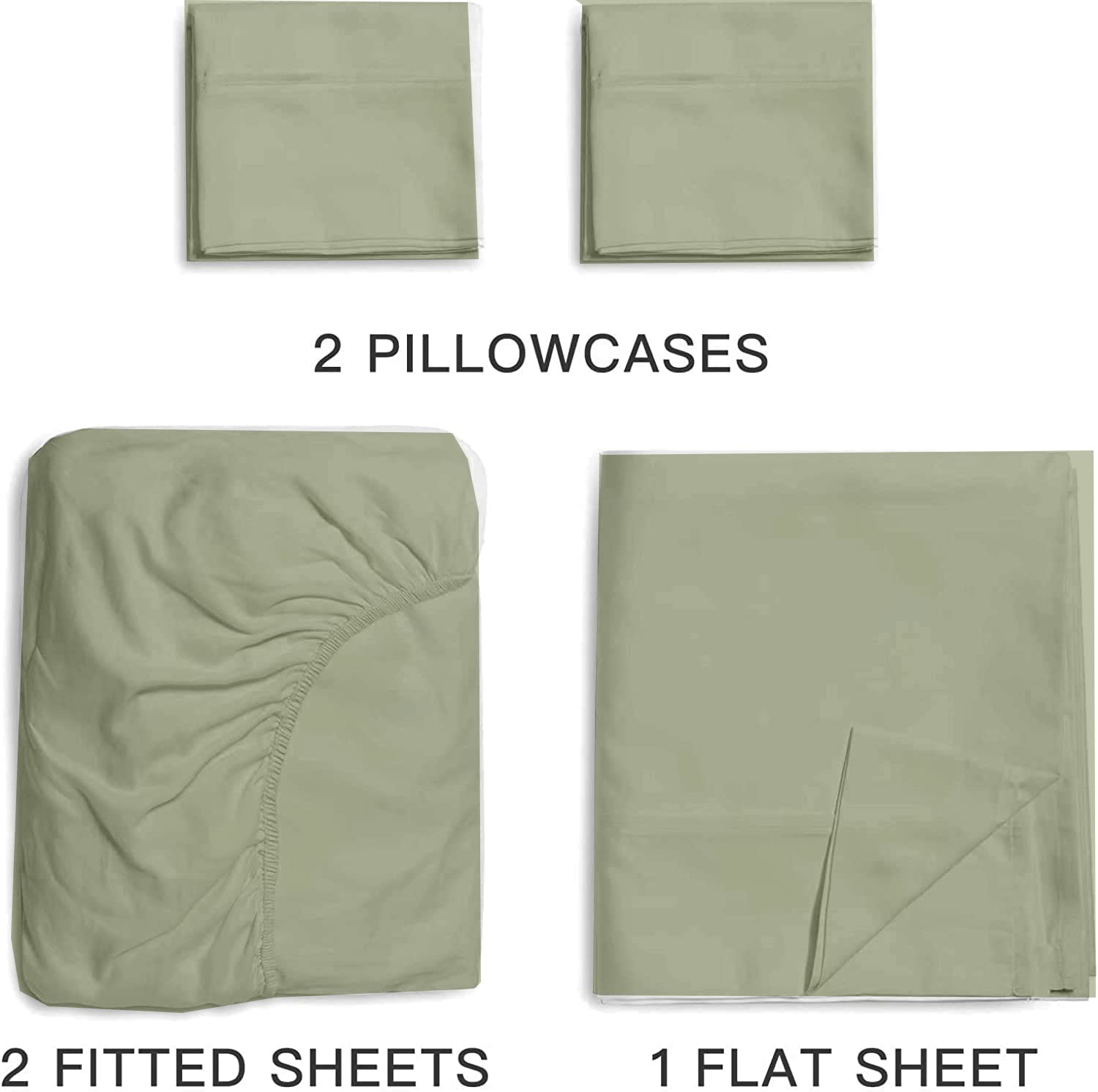 Split King Sheets for Adjustable Bed - 5 Piece Set with 16