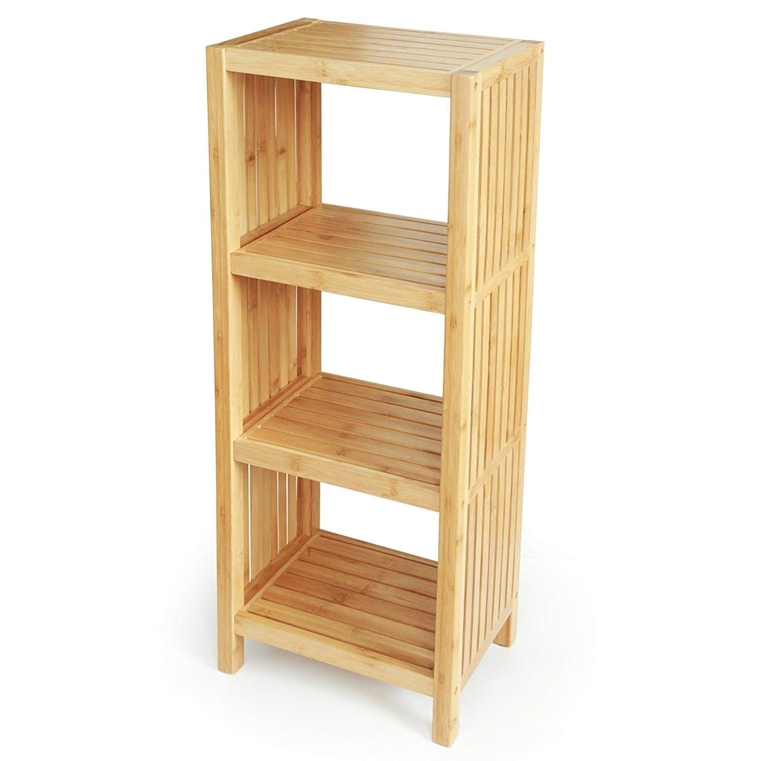 Premium 4-Tier Bamboo Bathroom Shelf Organizer - Freestanding Storage Rack for Towels, Toiletries & Cosmetics | Space-Saving Solution for Small Bathrooms & Vanities