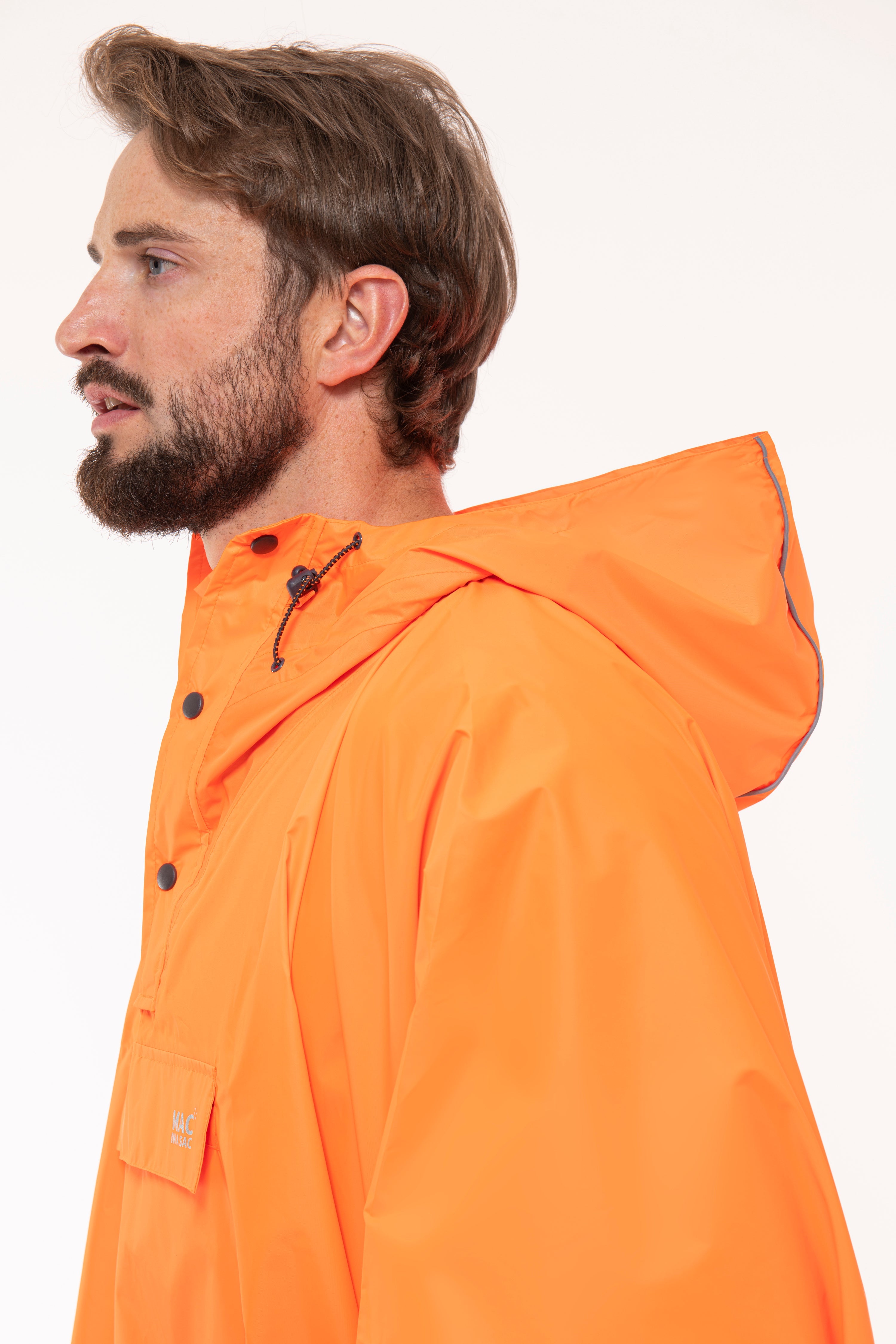 Mac In A Sac Packable Waterproof Unisex Rain Poncho - Neon Orange for Outdoor Hiking, Camping & Festivals