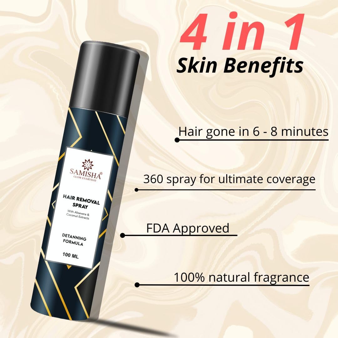 Samisha Hair Removal Spray for Women - Gentle & Effective Private Part Hair Remover | Instant Painless Hair Removal Cream | 1 Count | Perfect for Bikini Line, Underarms & Sensitive Skin Care