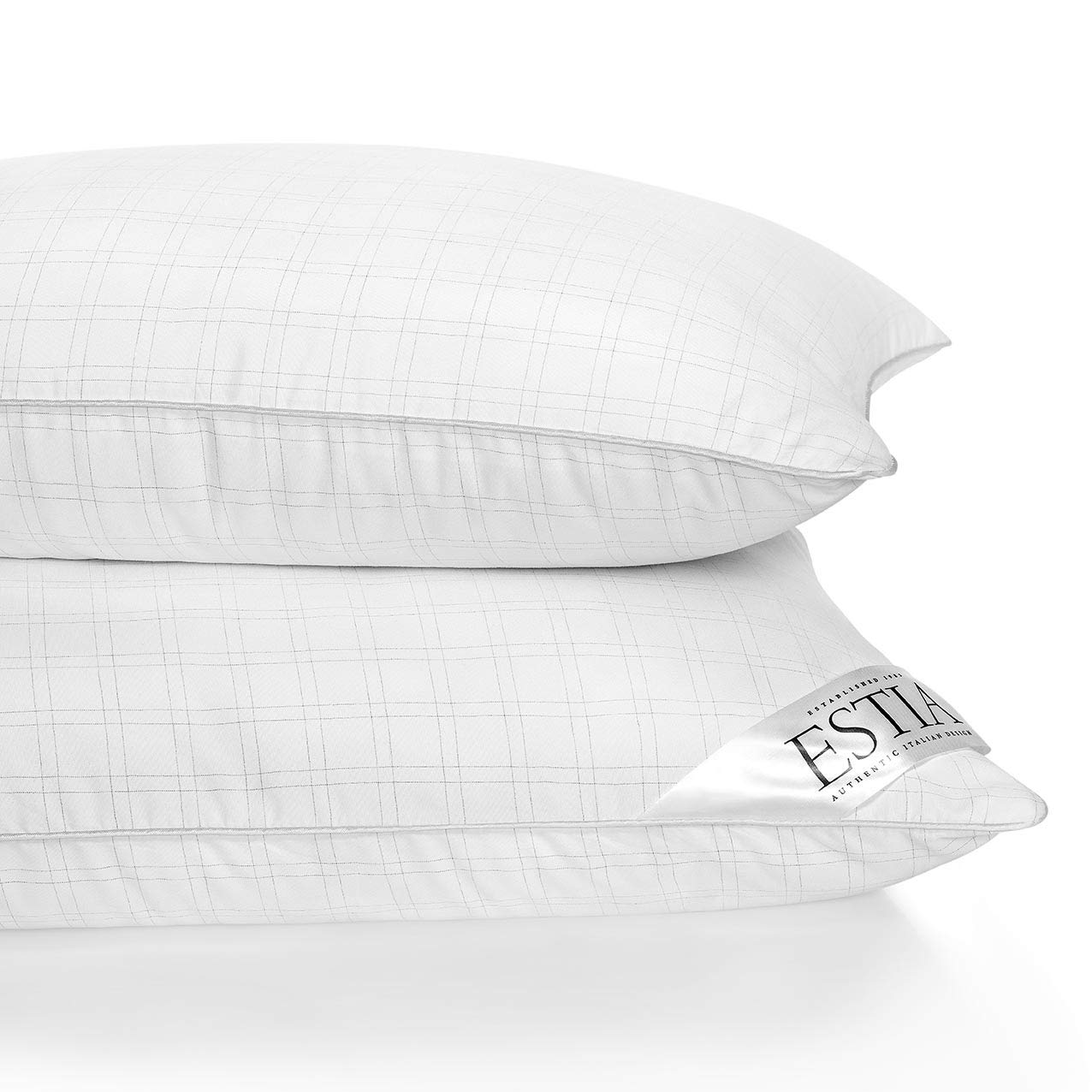 ESTIA Harmonia Down Alternative Bed Pillows Set of 2 - Medium Density Hypoallergenic Microfiber Pillows for Stomach, Side & Back Sleepers - Standard/Queen Size - Perfect for Hotels, Guest Rooms & Home Comfort