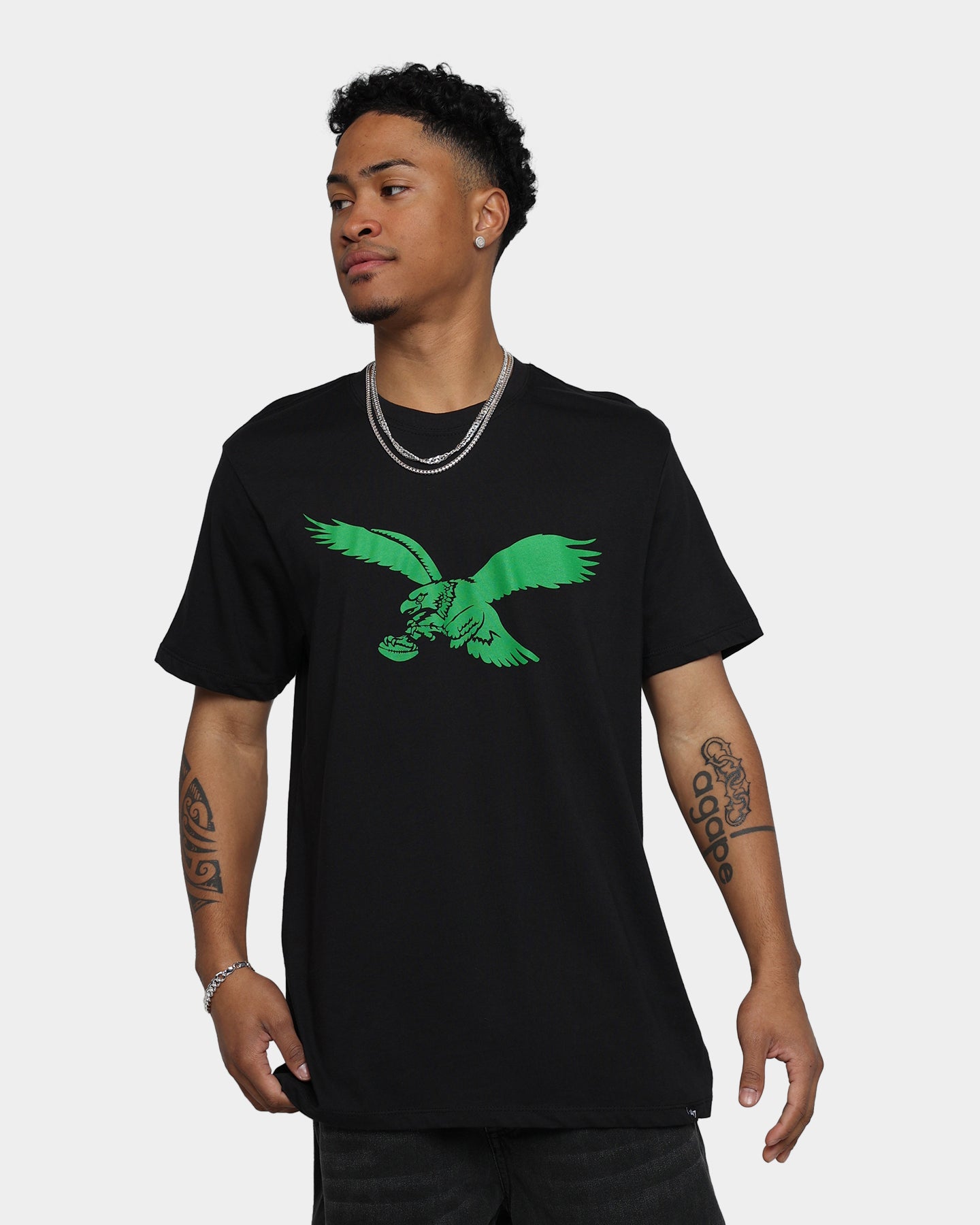 47 Brand Philadelphia Eagles Imprint Super Rival T-Shirt for Men - Jet Black NFL Fan Gear for Game Day & Casual Wear