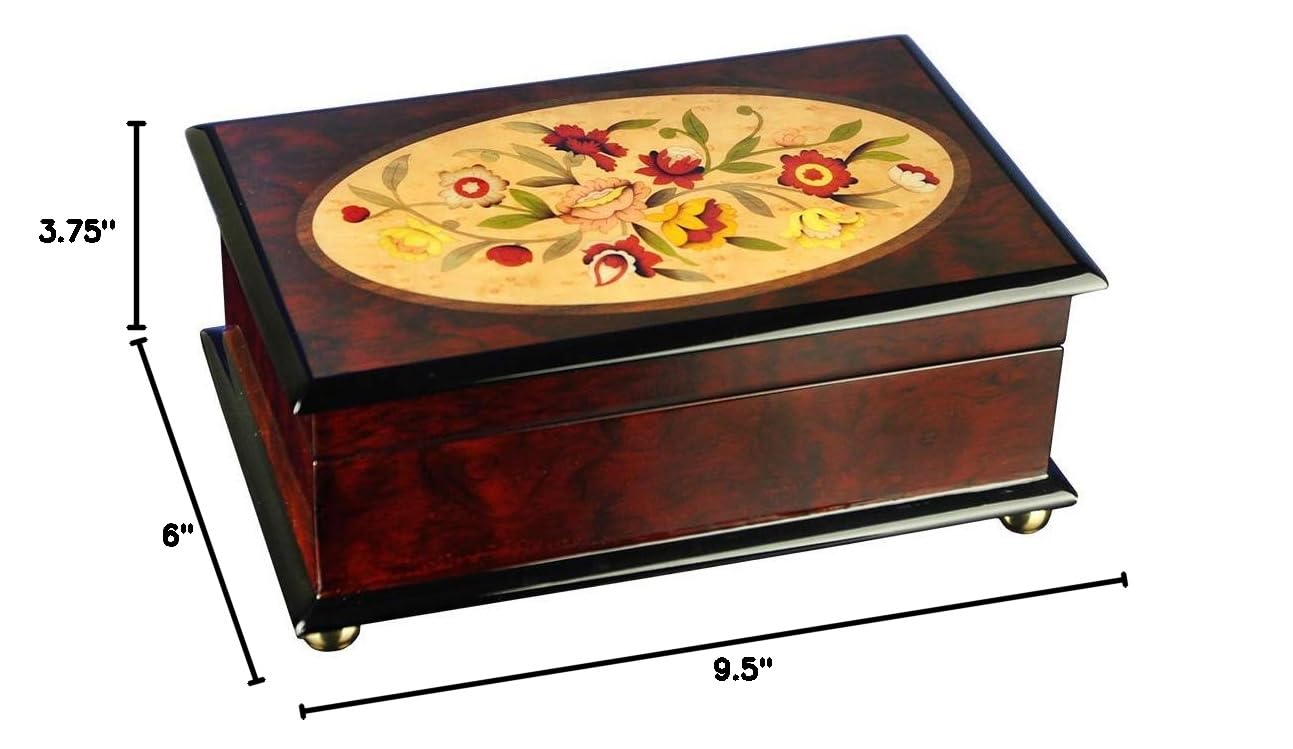 Classic Floral Musical Wooden Jewelry Box with Elegant Melody - Perfect Gift for Women, Birthday, Anniversary & Home Decor | The San Francisco Music Box Company