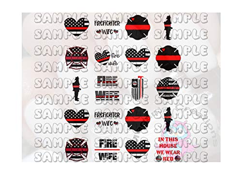 Firefighter Wife Nail Art Decals - Red Line Patriotic Nail Stickers for Women | Perfect for Firefighter Appreciation, Support Our Heroes Events & Everyday Wear