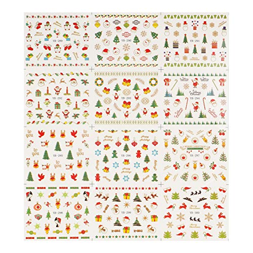 PRETYZOOM Christmas Nail Art Stickers Set - 50+ Self-Adhesive Nail Decals with Santa, Snowflake & Tree Designs for Women | DIY Holiday Nail Decorations | Perfect for Christmas Parties, Gift Giving & Festive Nail Art