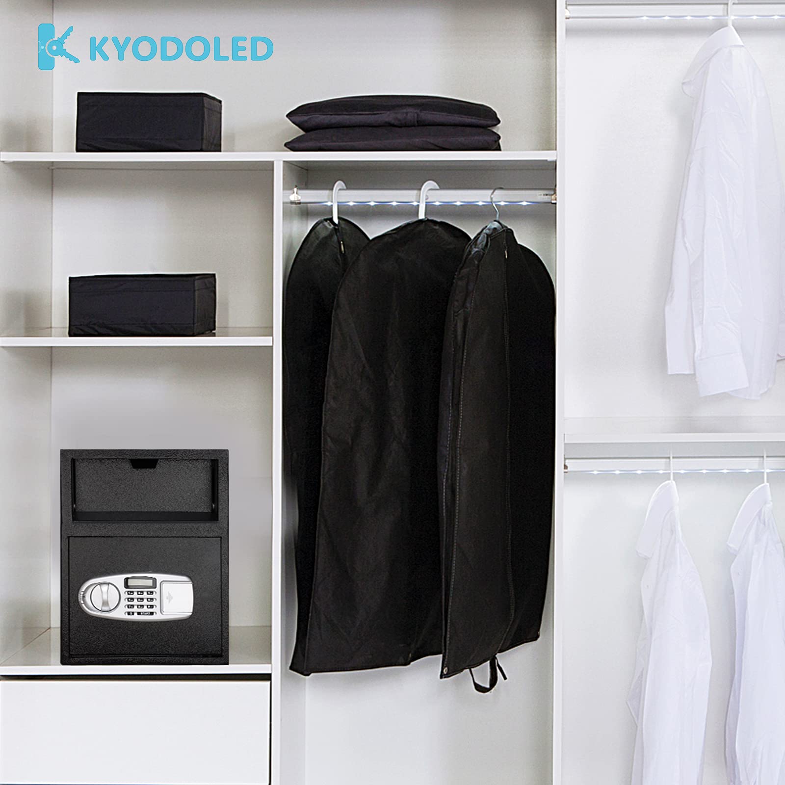 KYODOLED Digital Safe Box - Electronic Steel Security Safe with Keypad & Emergency Keys, 17.7