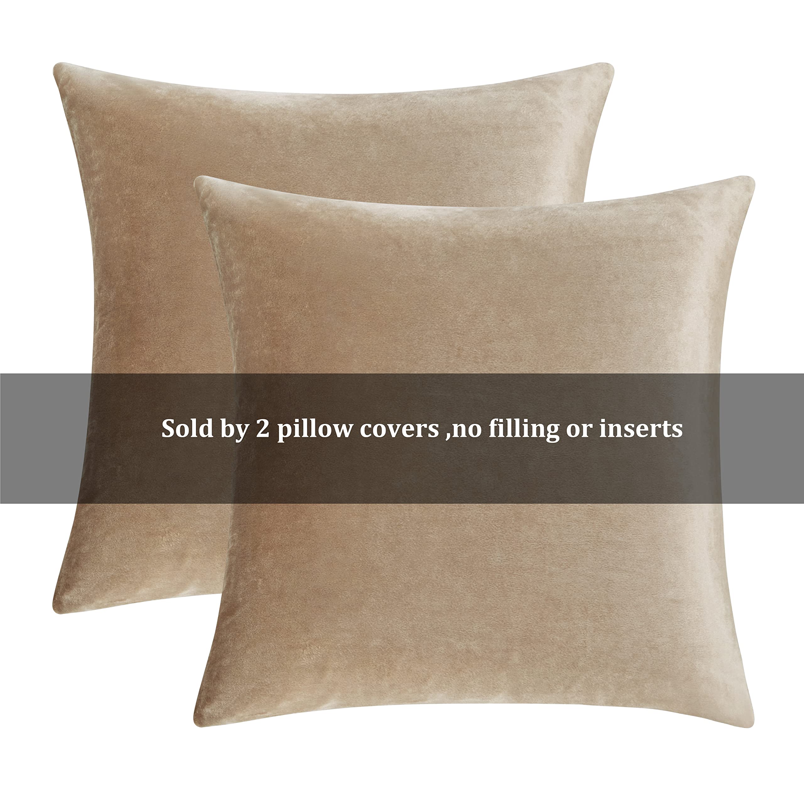 GIGIZAZA 20x20 Inch Decorative Throw Pillow Covers Set of 2 - Soft Velvet Square Couch Pillow Covers for Sofa, Bed, Living Room - Boho Home Decor Taupe Cushion Pillows for Cozy Home & Lounge