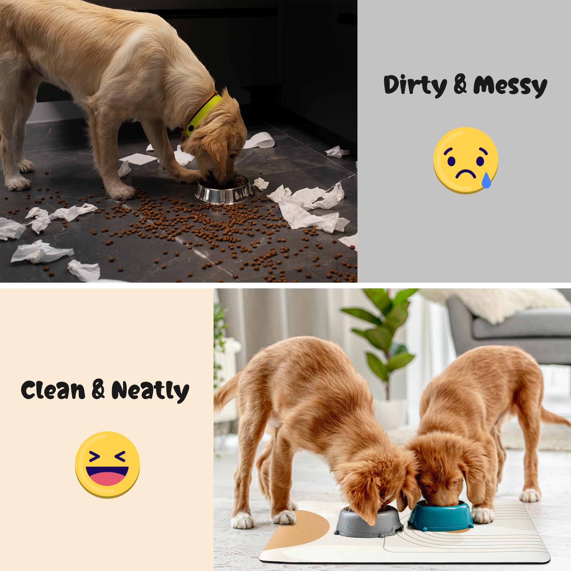 GROBRO7 Non-Slip Absorbent Pet Feeding Mat - Washable Quick Dry Dog & Cat Bowl Mat with Boho Style Pattern, 15.7 x 23.6 Inch - Perfect for Messy Eaters, Water Dispenser Areas & Easy Clean Pet Supplies