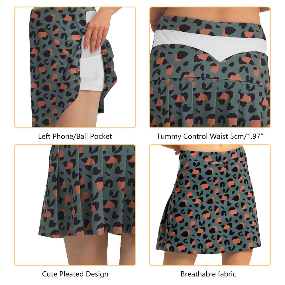 **Women's Stretchy Pleated Tennis Skirt with Built-in Shorts & Pockets – Perfect for Golf, Running & Sports – True to Size**