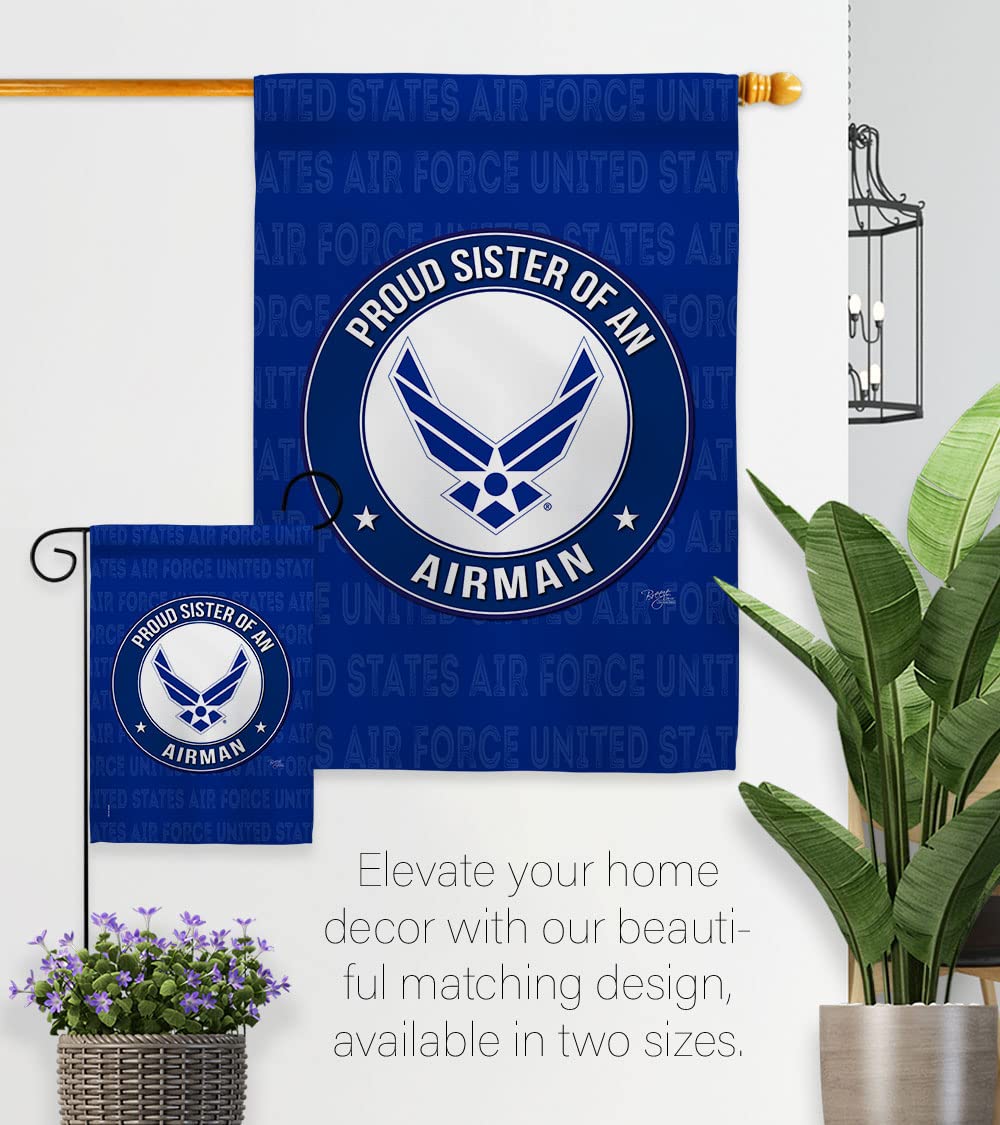 Proud Sister Airman Garden Flag Set - USAF Military Yard Decor for Veterans