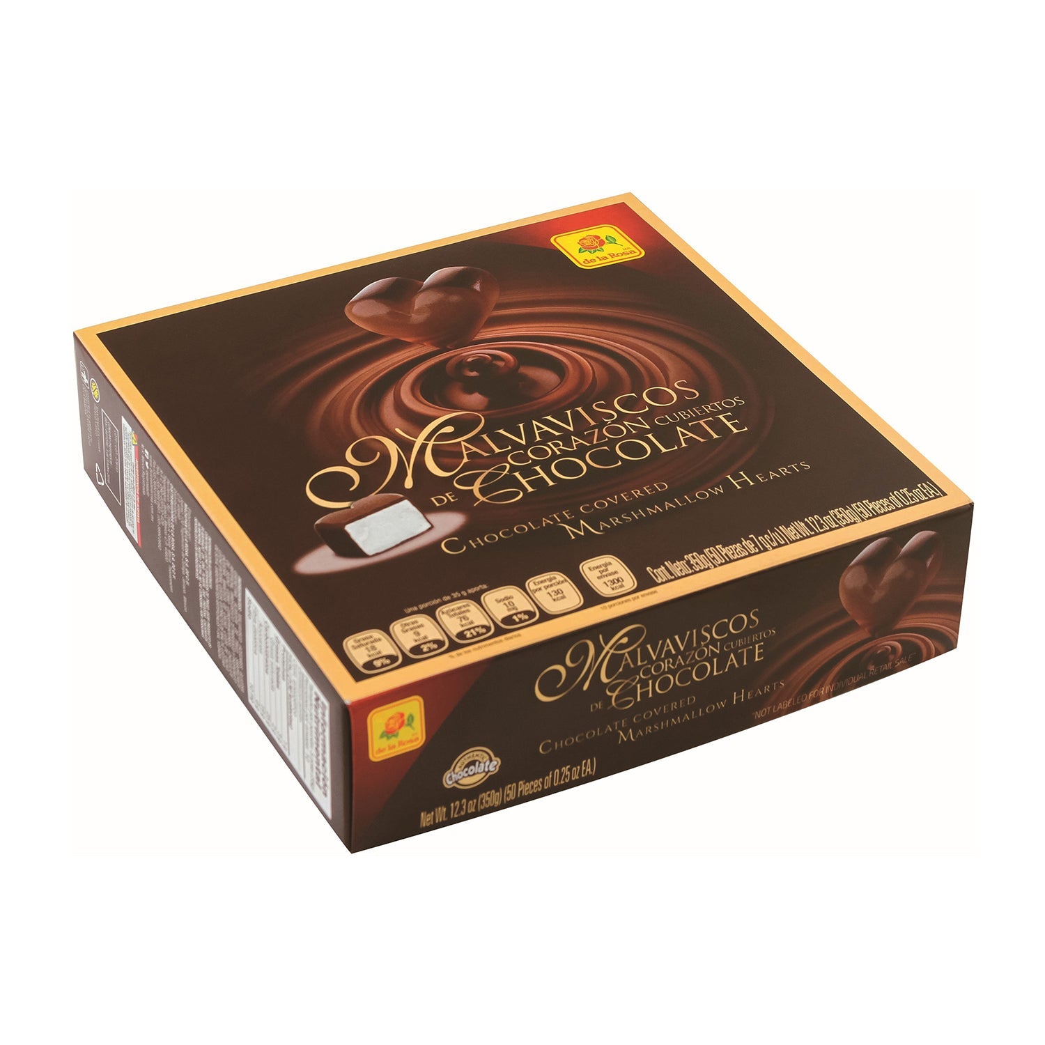 De La Rosa Corazon con Chocolate Candy - 50 Count Box | Delicious Mexican Treat for Parties, Gifts & Snacking