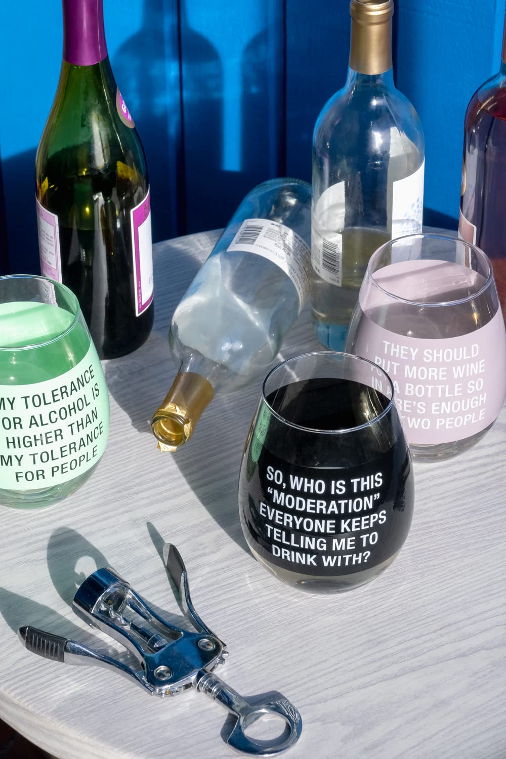 About Face Designs More Wine In A Bottle - 30oz Stemless Wine Tumbler Glass for Two People with Blush Design - Perfect for Romantic Dinners, Wine Tasting Parties & Gift Giving (129887)