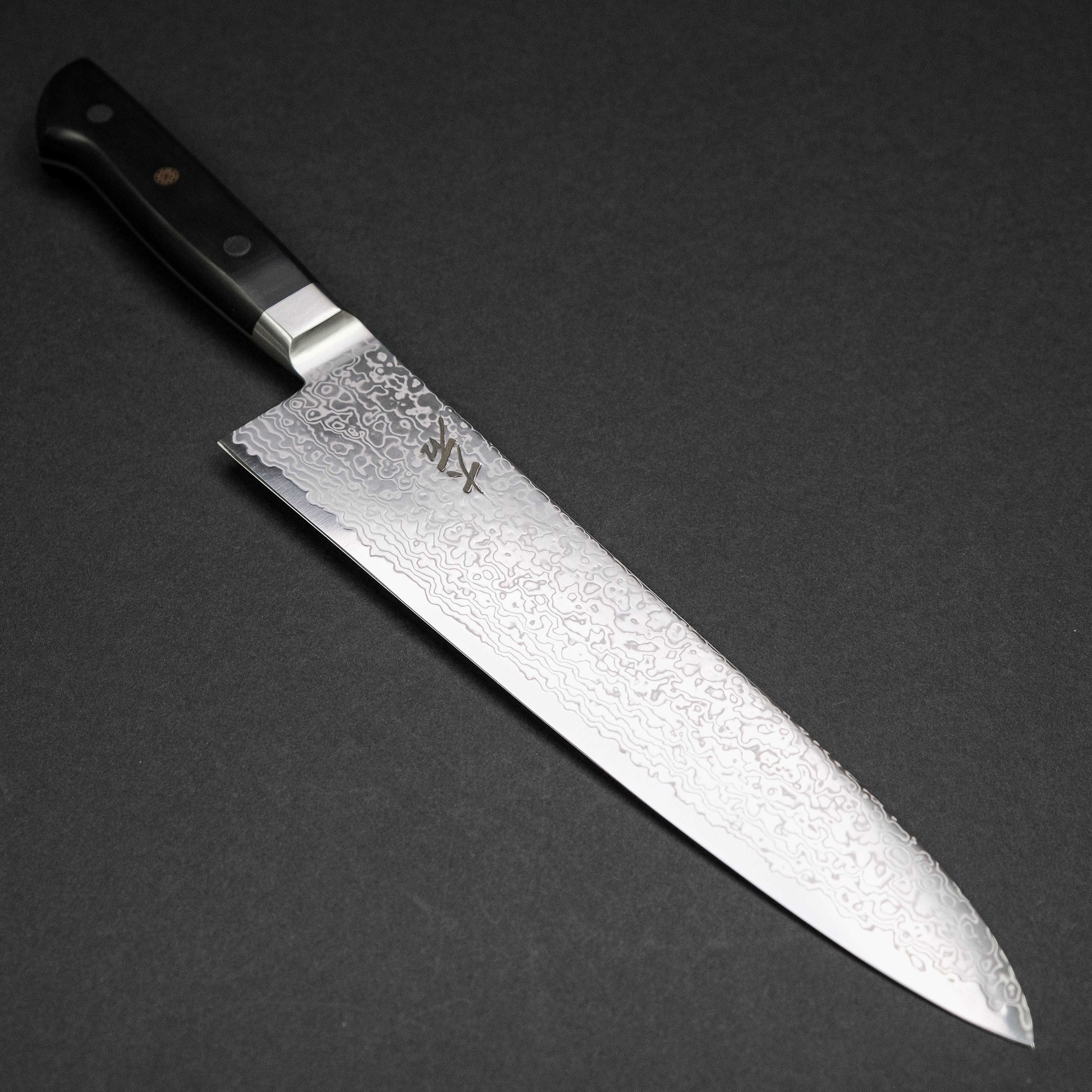 Premium Ohishi Powder Metal Damascus Gyuto 240mm Chef Knife with Linen Micarta Handle - Japanese Kitchen Knife for Professional Chefs & Home Cooking