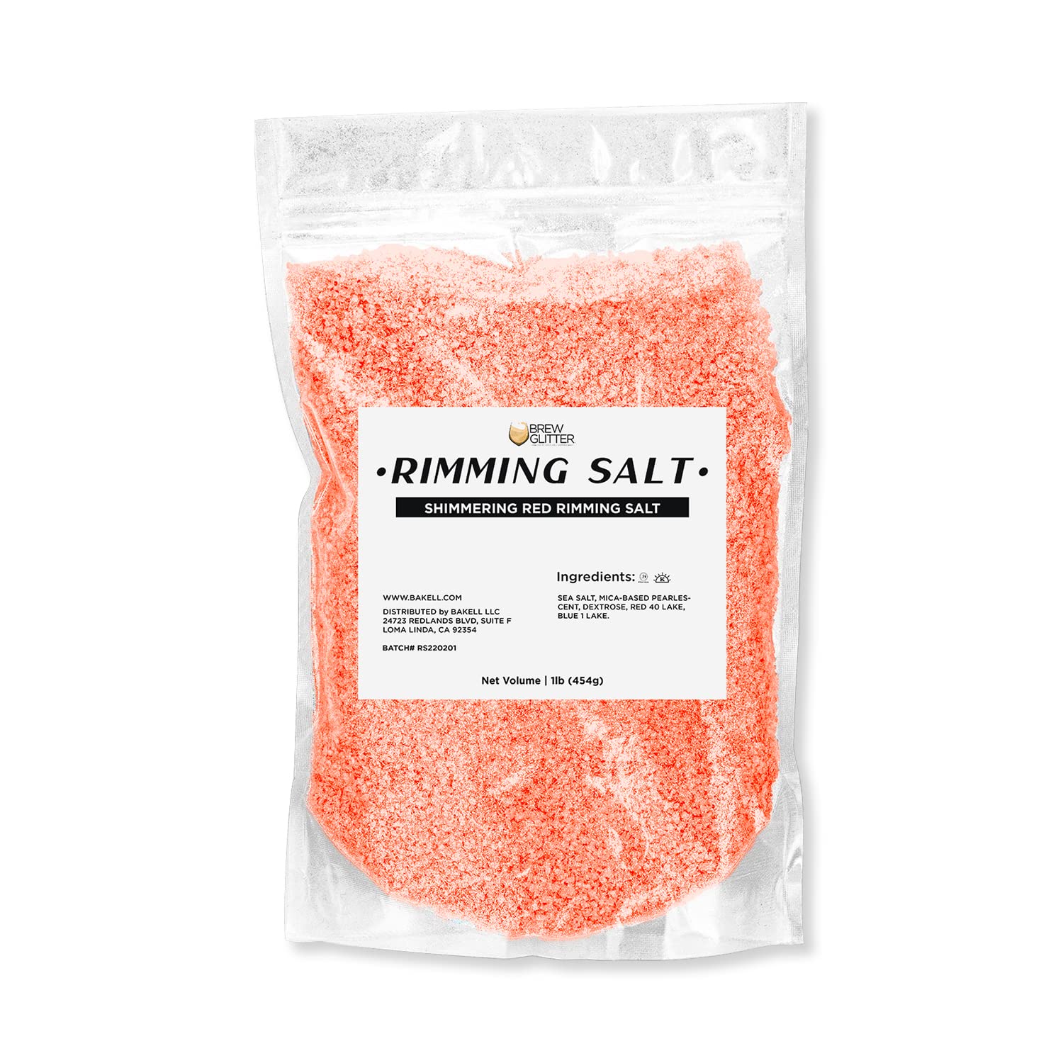 Edible Glitter for Cocktails - Brew Glitter Shimmering Red Rimming Salt (1LB Resealable Bag) | Perfect for Margaritas, Martinis & Drink Garnishes | Food Safe Sparkle for Beverages & Desserts