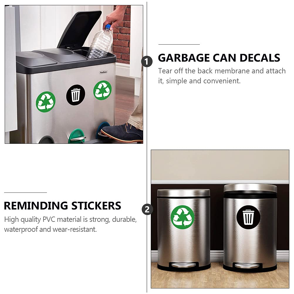 6-Pack Round Adhesive Garbage Can Stickers - Waterproof Trash Bin Labels for Outdoor Waste Baskets, Recycling Bins & Public Restrooms (Durable Vinyl Decals for Home, Office & Commercial Use)