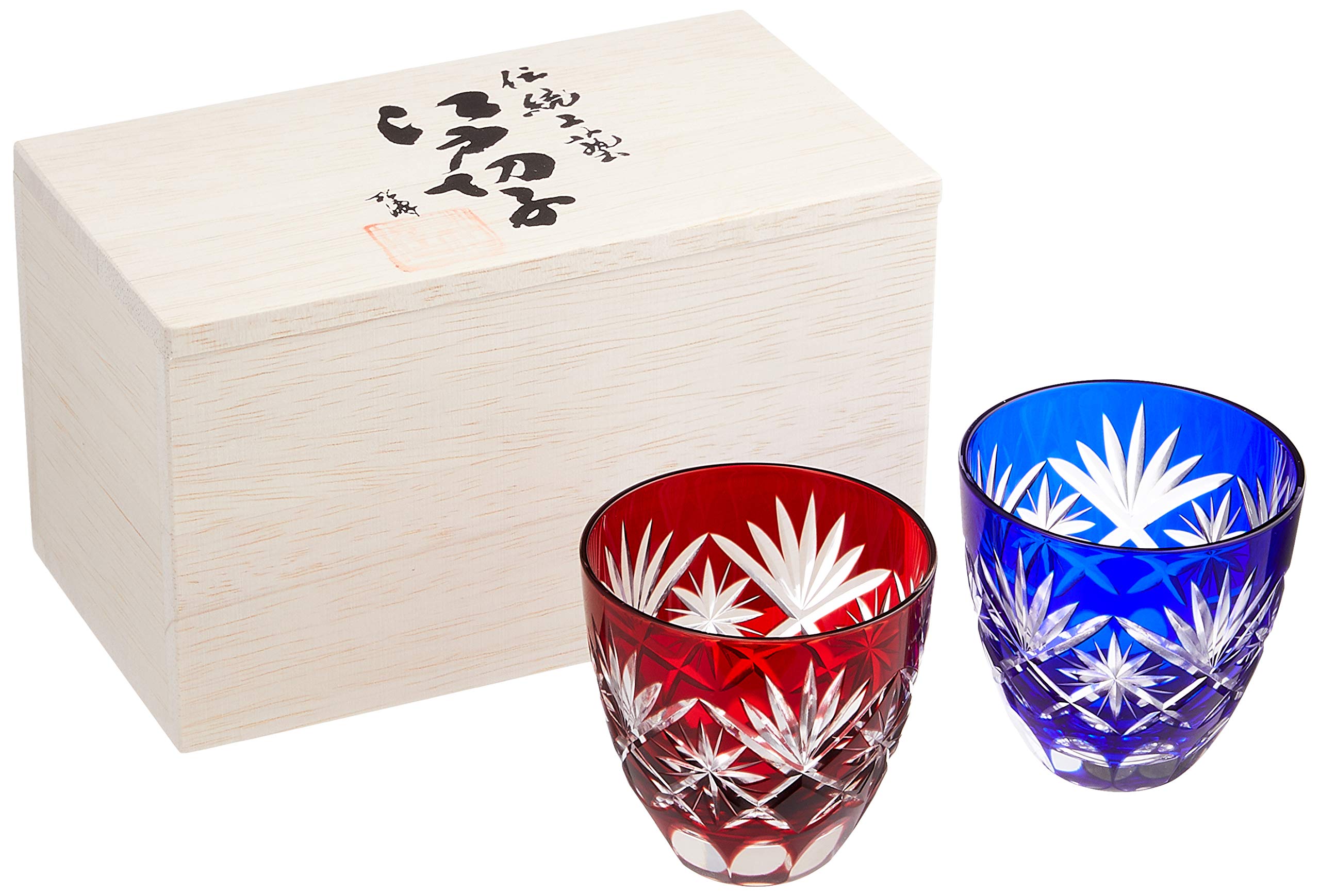 Tajimaglas TG98-203-2 Edo Kiriko Star Kiriko Glass Sake Cups (Guinomi) - Traditional Japanese Handcrafted Sake Set for Home Bar, Gift & Japanese Culture Enthusiasts