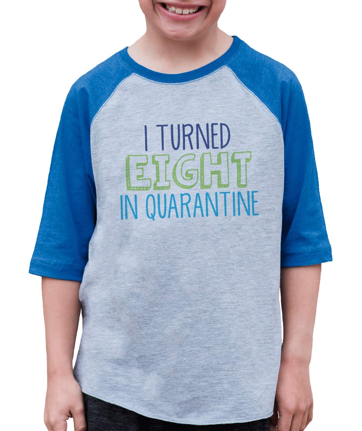 7 Ate 9 Apparel Boys 8th Birthday T-Shirt - Funny Quarantine Outfit for Kids Birthday Parties & Virtual Celebrations