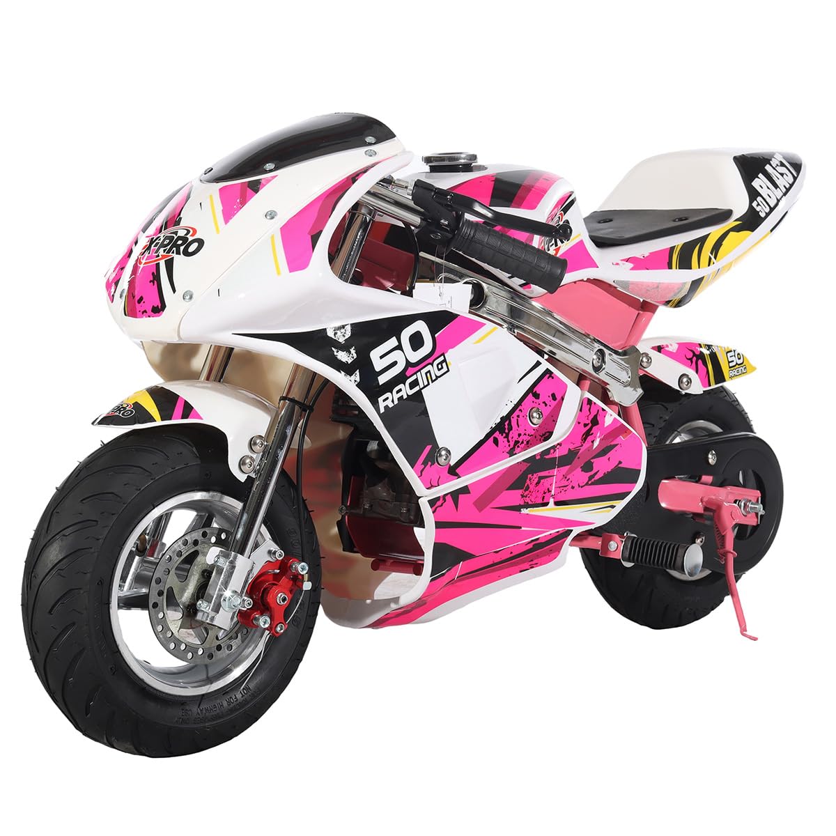 X-PRO Blast Mini Gas Pocket Bike - 49cc Gas-Powered Mini Motorcycle for Kids & Teens - Compact & Lightweight Off-Road Dirt Bike - Great for Backyard Riding, Trail Adventures & Neighborhood Cruising (Pink)