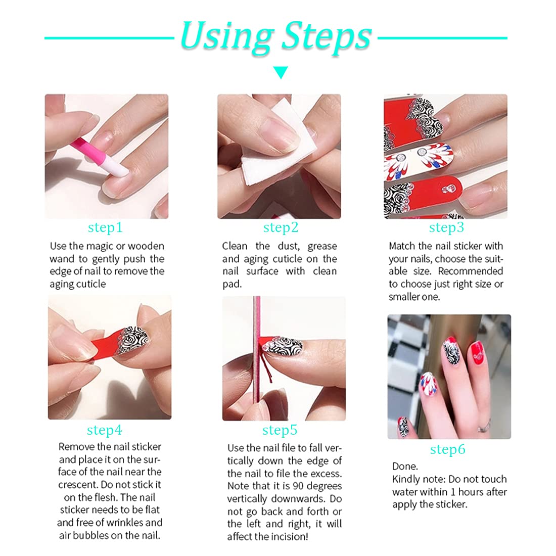 5 Sheets Spring Flower Full Nail Wraps - Floral Nail Polish Strips with Nail File | DIY Gel Nail Art Stickers for Women | Perfect for Parties, Weddings & Everyday Wear