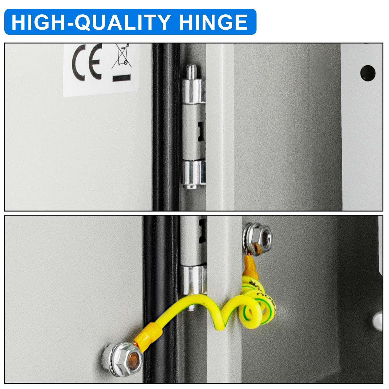 VEVOR 24'' x 16'' x 12'' IP65 Weatherproof Steel Electrical Enclosure Box - Carbon Steel Hinged Junction Box with Mounting Plate - Wall-Mounted for Outdoor/Indoor Electronic Equipment Protection (Waterproof, Dustproof) - Perfect for Industrial, Commercial & Home Electrical Installations