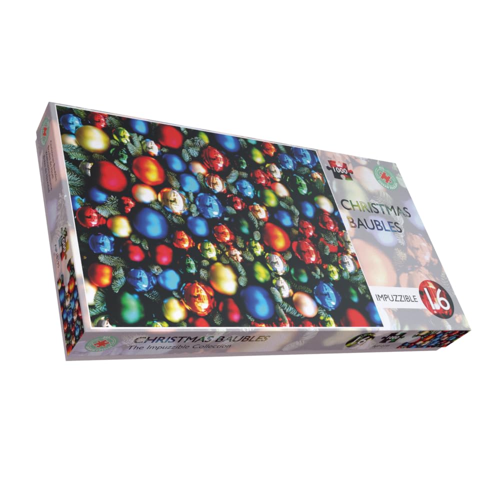 1000 Piece Christmas Baubles Jigsaw Puzzle for Adults - Challenging Festive Holiday Puzzle - Perfect for Family Game Nights & Christmas Decorations