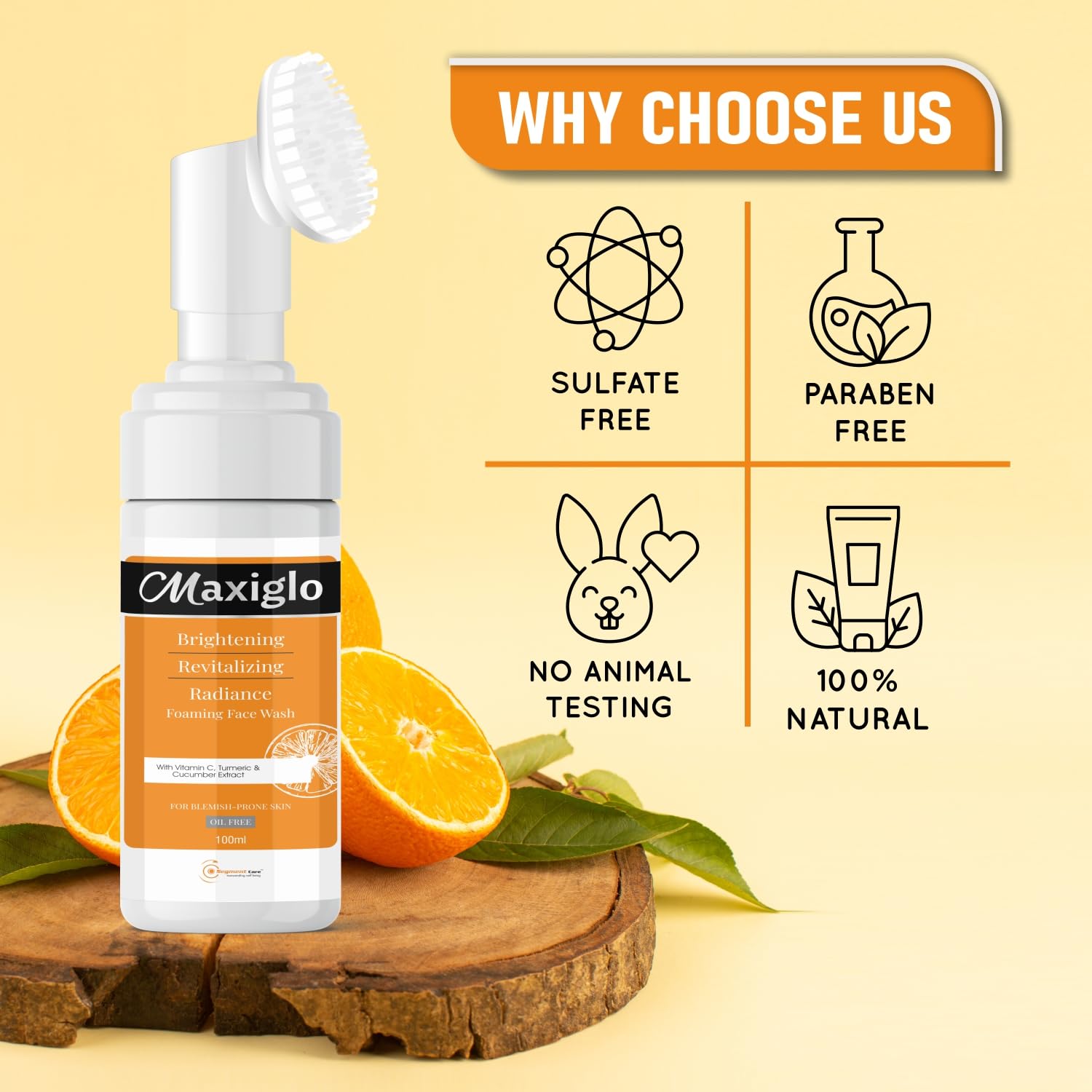 Vitamin C Foaming Face Wash with Turmeric & Cucumber - Brightening & Hydrating Cleanser for Acne-Prone & Sensitive Skin | Morning & Night Skincare Routine