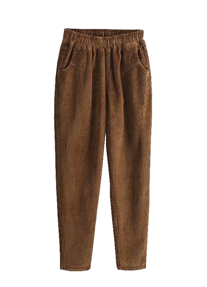 Arlita Women's Corduroy Harem Pants - Elastic Waist Casual Pants for Fall Winter, Loose Fit with Pockets | Perfect for Work, Travel & Everyday Wear