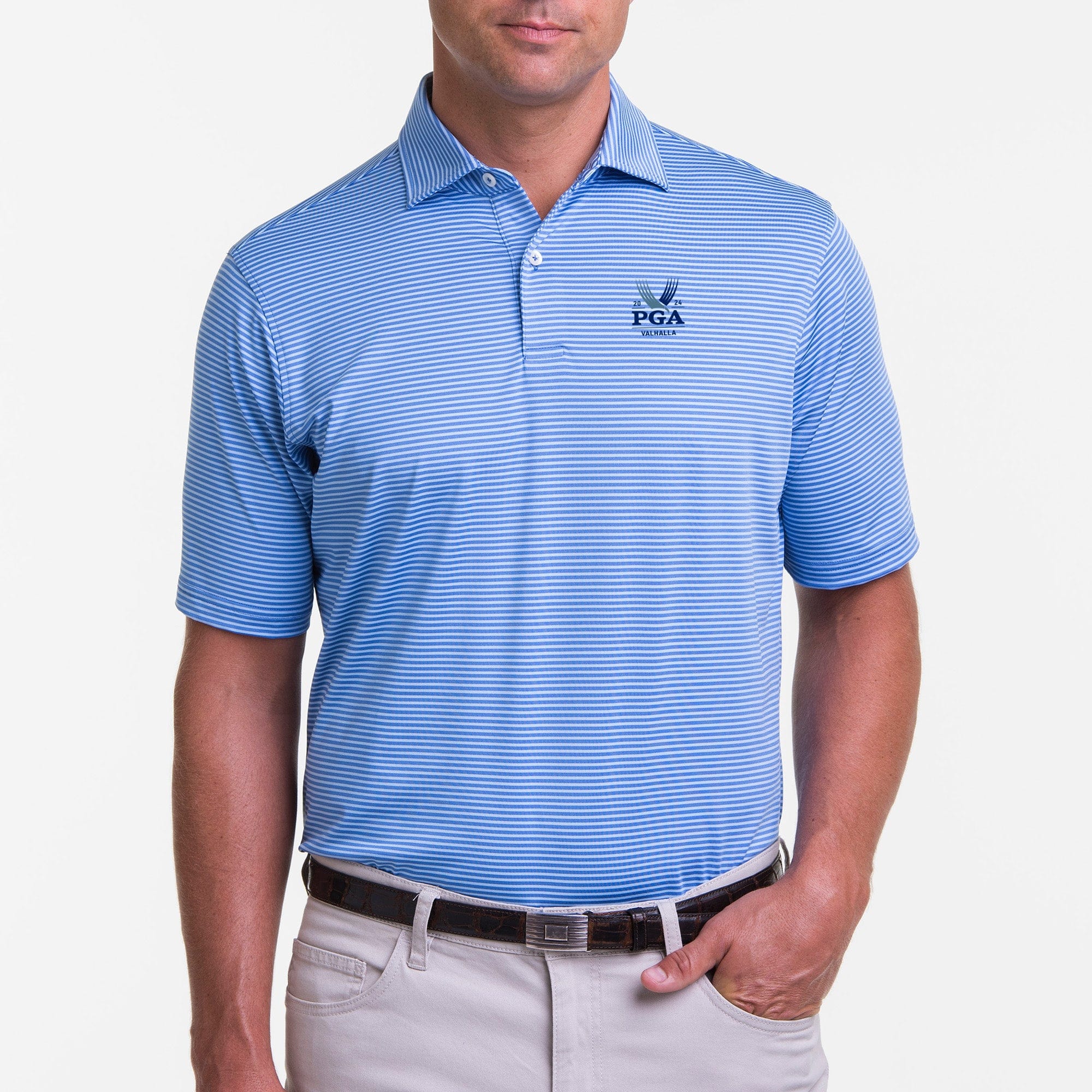 2024 PGA Championship Owens Stripe Tech Polo - Moisture-Wicking Performance Golf Shirt for Men - Perfect for Tournaments & Casual Play