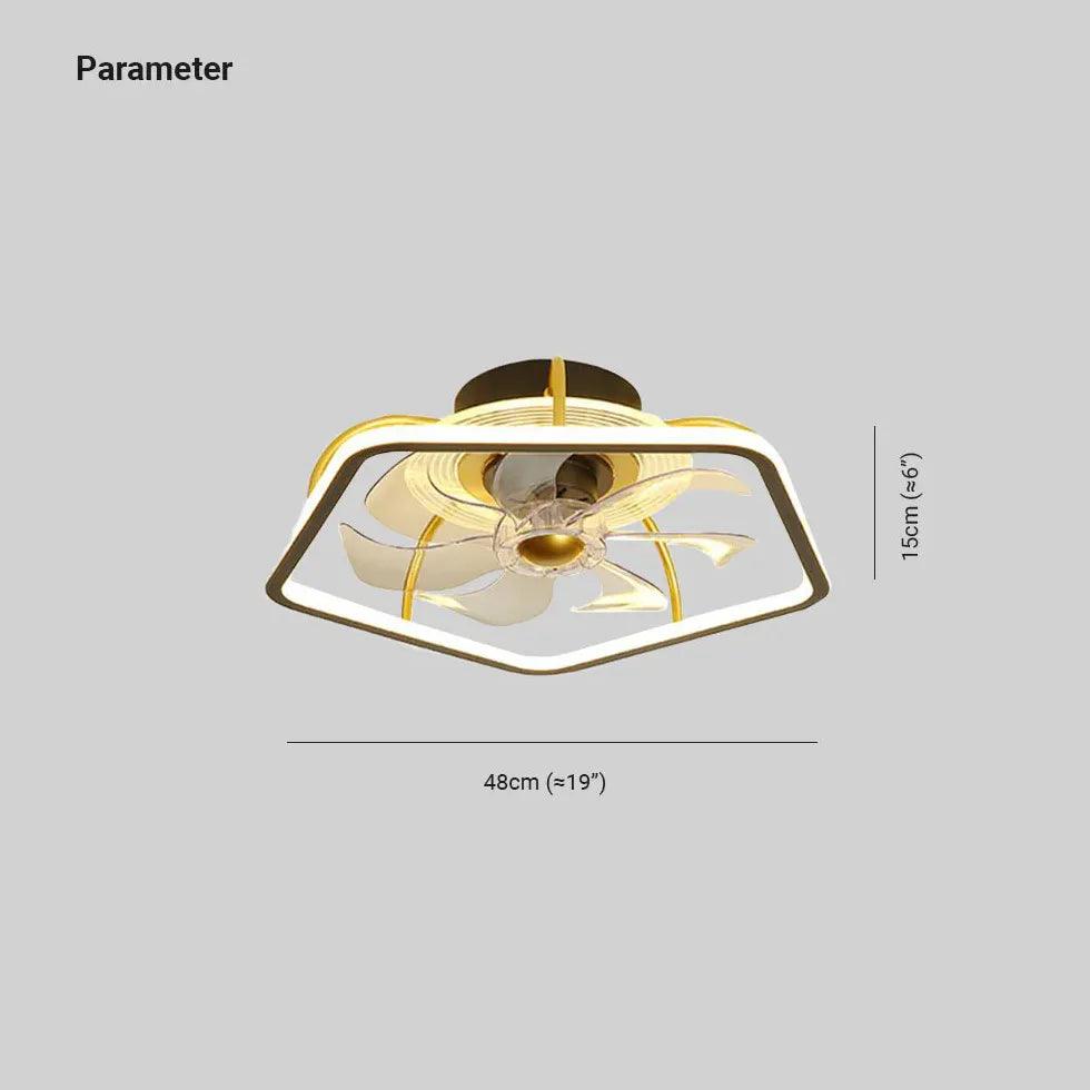 Pentagon Gold LED Ceiling Fan with Light Kit - Perfect for Bedroom, Living Room & Nursery - Energy Efficient & Quiet Operation