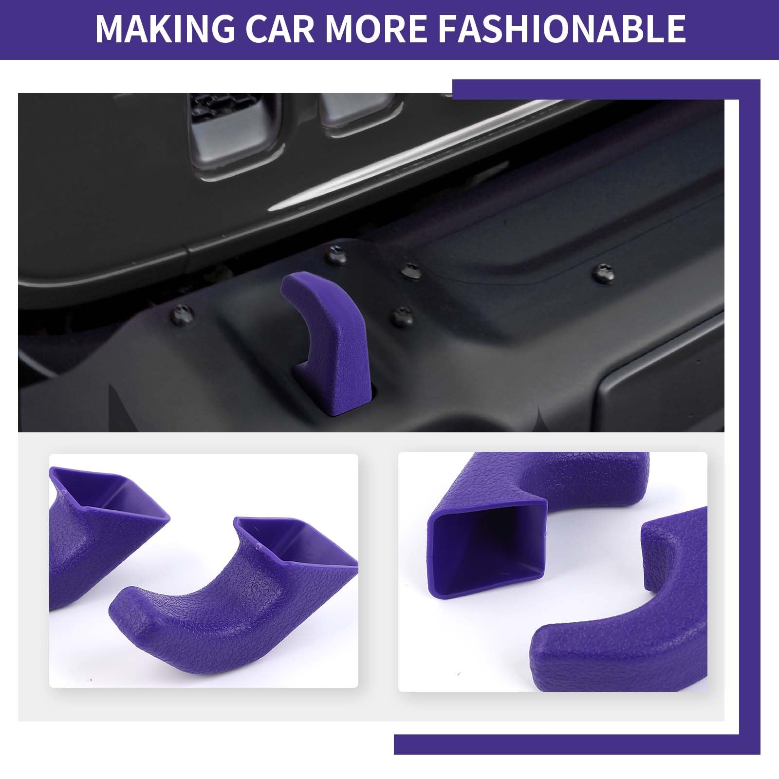 2Pcs Purple Bumper Tow Hook Covers Compatible with 2007-2018 Jeep Wrangler JK/JKU & 2018-2025 JL/JLU/Gladiator JT - Durable Exterior Accessories for Off-Road Protection & Style Enhancement
