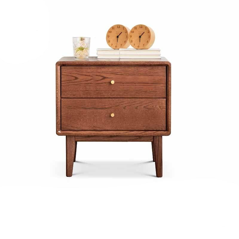 Solid Oak Wood Nightstand - Nordic Style Bedside Table for Bedroom, Living Room, or Office - Modern Minimalist Furniture with Storage Shelf