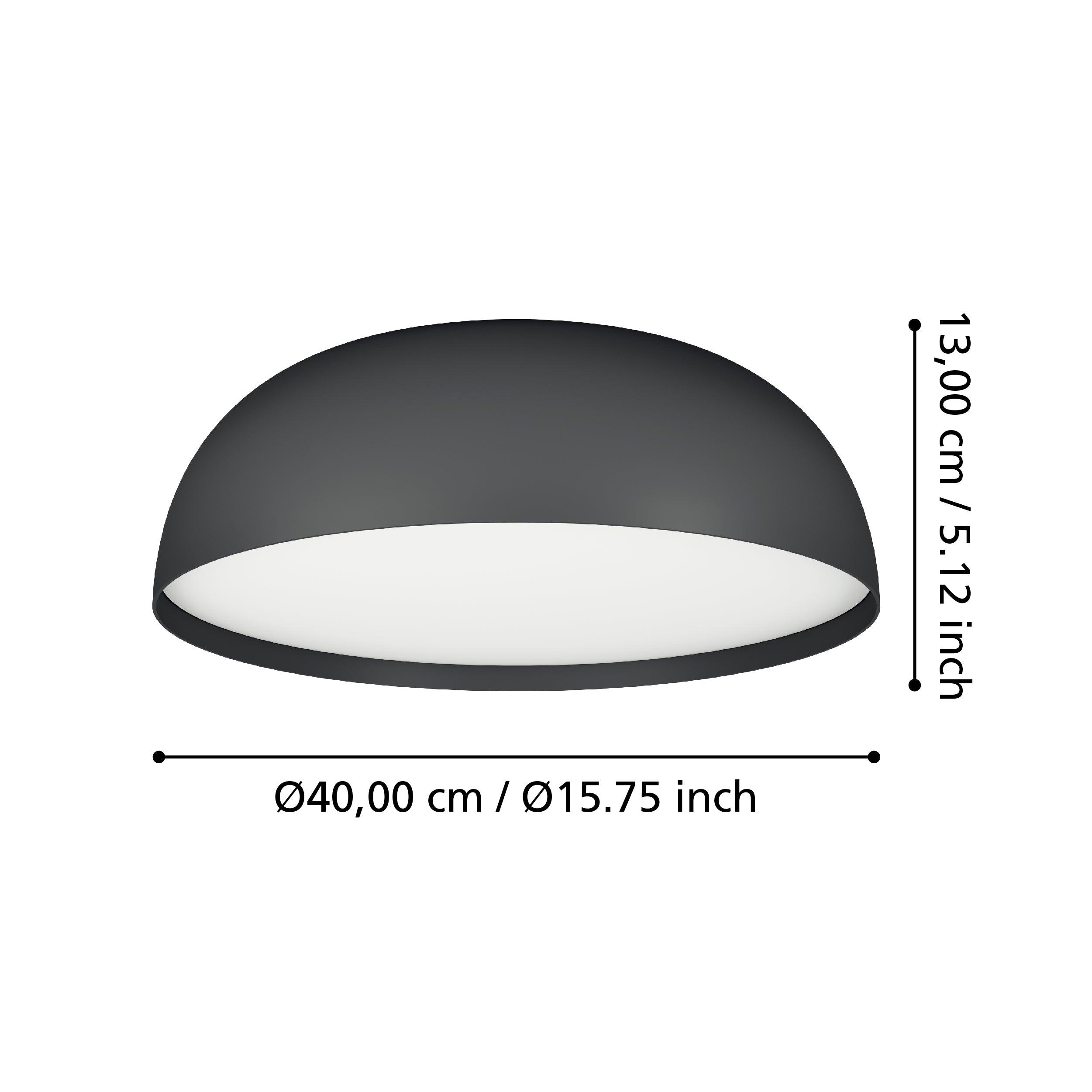 Eglo Connect Tollos Z Smart LED Round Black Flush Ceiling Light 40cm - Dimmable Modern Lighting for Bedroom, Living Room & Kitchen | Alexa & Google Home Compatible