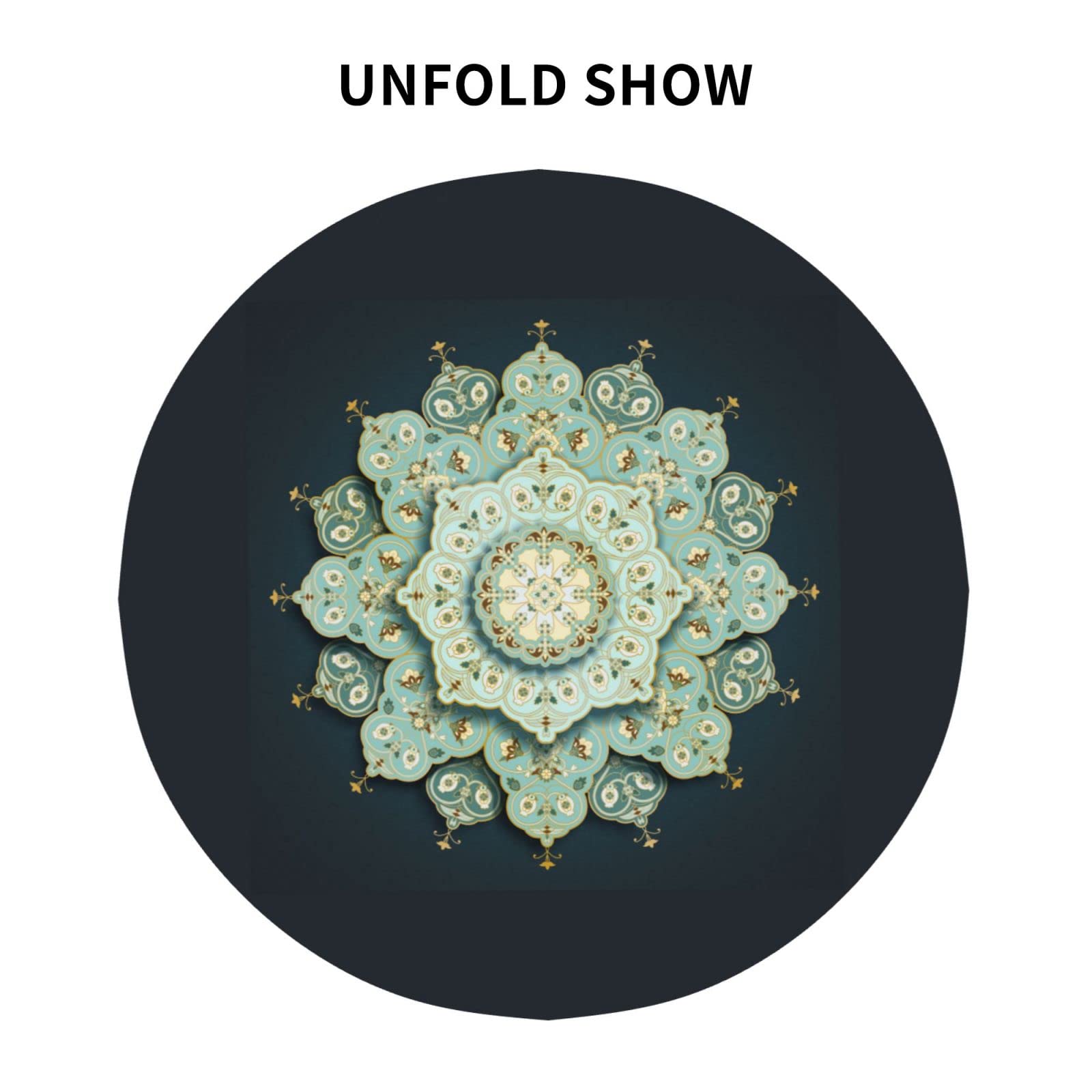 Light Turquoise Mandala Floral Round Tablecloth - 60 Inch Washable Polyester Table Cover for Kitchen, Party, Picnic & Dining Decor | Perfect for Boho Home Decor, Outdoor Gatherings & Special Occasions