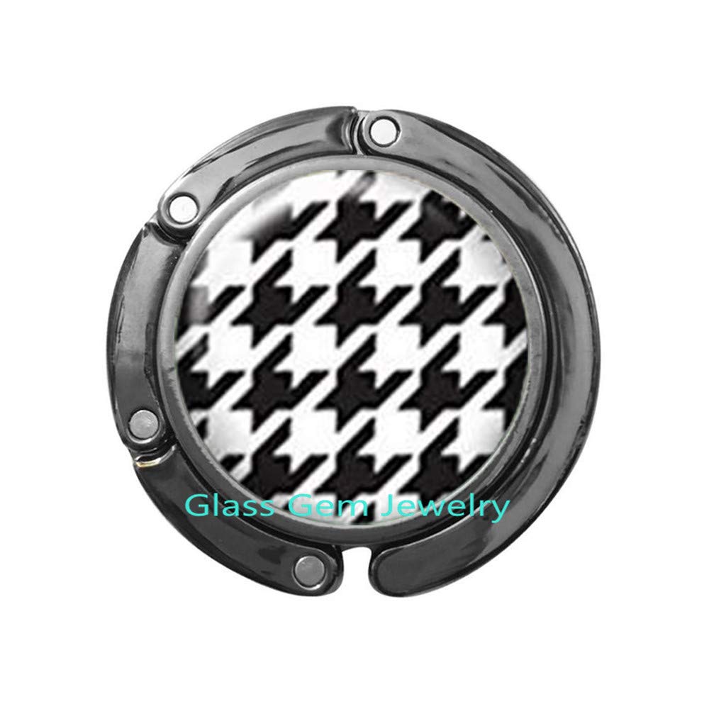 Houndstooth Purse Hook - Stylish Bag Holder for Women, Perfect Girlfriend Gift, Classic Houndstooth Jewelry for Everyday Use - Ideal for Restaurants, Bars, and Travel (Q0158-Y3)