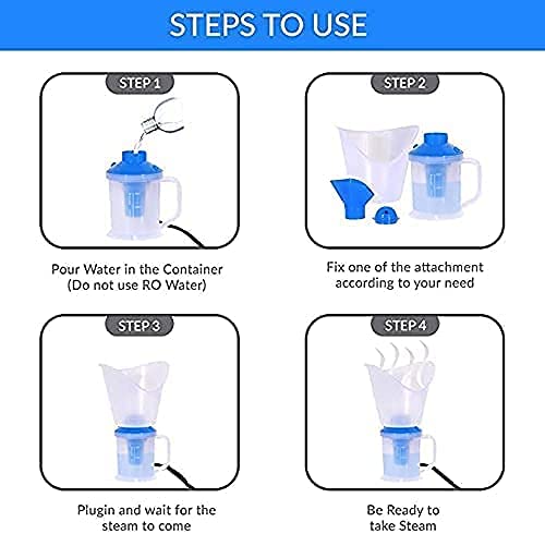 3 in 1 Steam Vaporizer for Cold & Cough Relief - Electric Nose Steamer, Facial Inhaler & Nasal Vaporizer Machine - Perfect for Home Use, Sinus Congestion & Respiratory Comfort