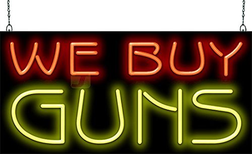 Vintage We Buy Guns Neon Sign - Retro Wall Decor for Bar, Man Cave, or Gun Shop - Custom LED Neon Light for Home & Business