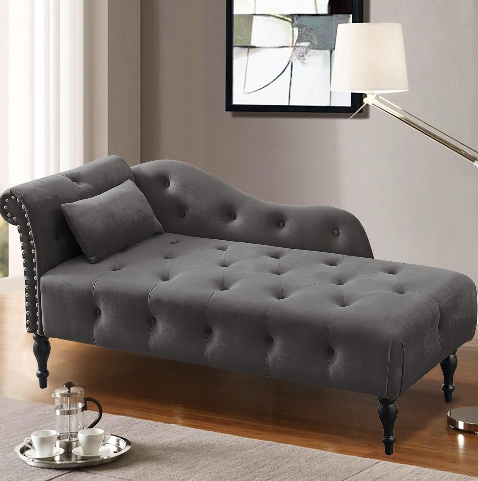 Anwick Tufted Fabric Chaise Lounge - Modern Upholstered Recliner Chair for Living Room & Bedroom | Sleeper Sofa for Relaxing, Reading & Napping