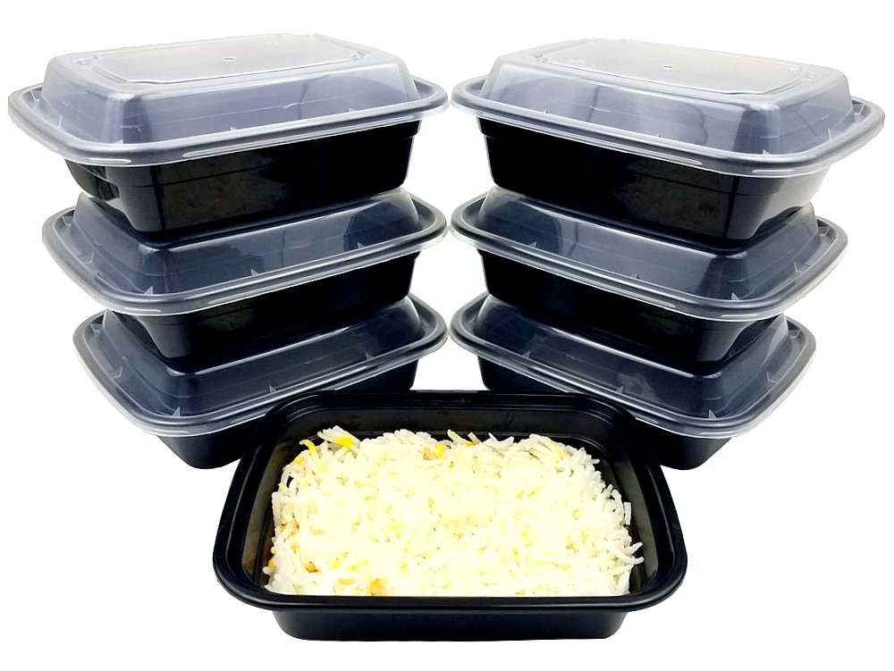 12 oz. Black Oblong Microwave & Freezer Safe Food Storage Containers with Lids - BPA Free, Stackable (Pack of 10) - Ideal for Meal Prep, Leftovers & Office Lunches