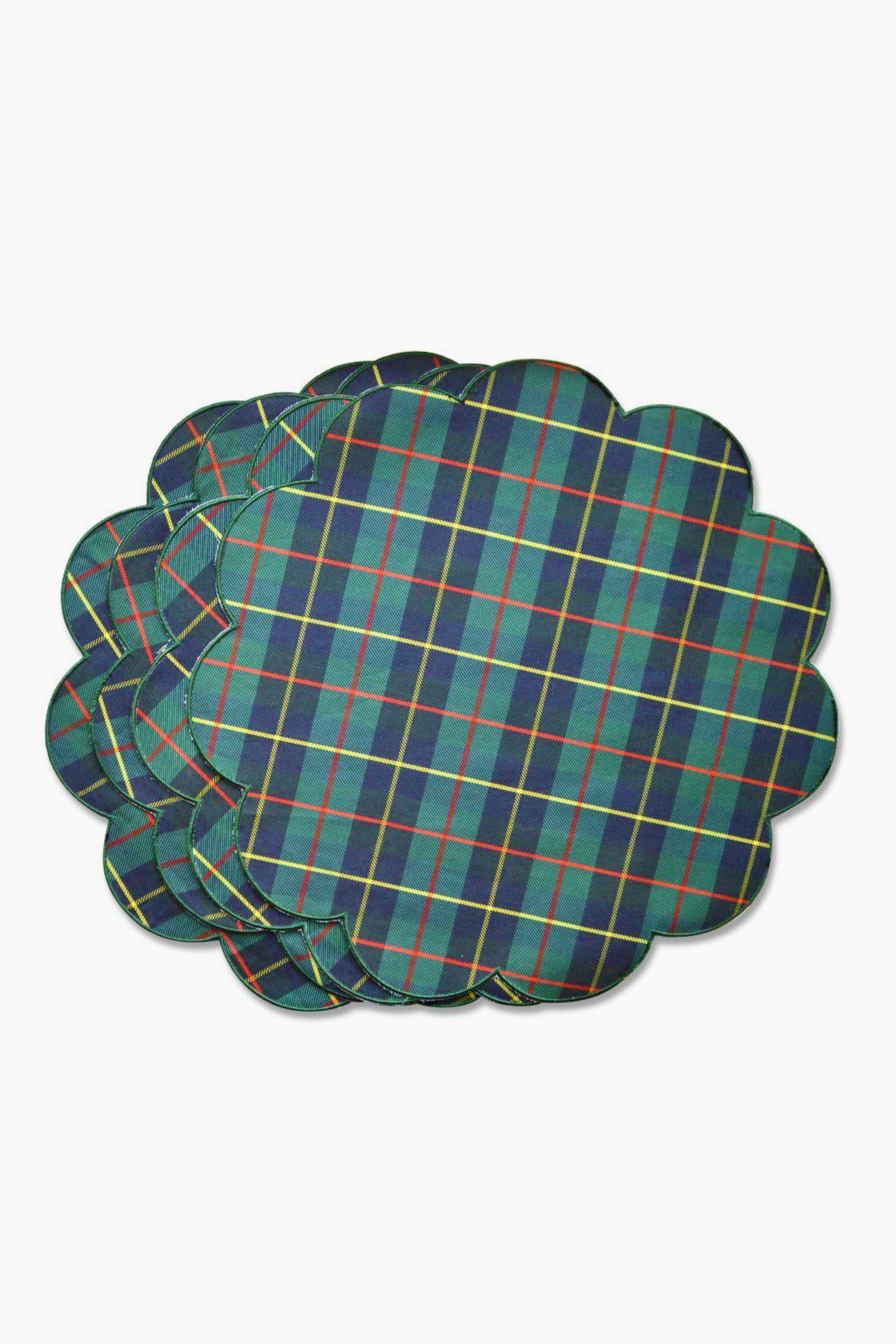 Blue Plaid Style Placemats Set of 4 - Waterproof & Washable Table Mats for Dining, Kitchen, Picnic, Party Decor