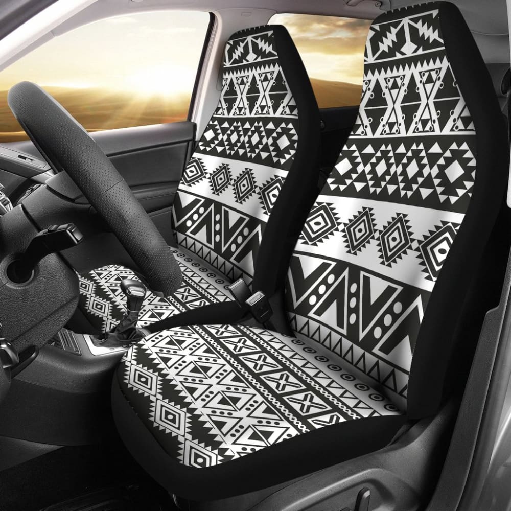 Aztec Pattern Black and White Car Seat Cover - Universal Fit for Cars, Trucks & SUVs - Stylish Protection for Seats - Perfect for Travel, Commuting & Road Trips