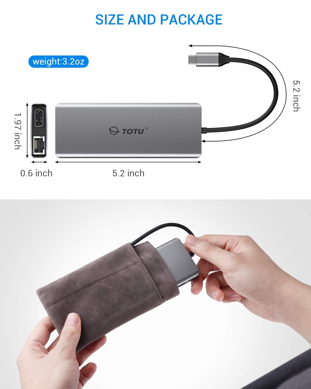 TOTU 13-in-1 USB C Hub with 4K HDMI, DP, VGA, 2 USB 3.0, 2 USB 2.0, 75W PD - Triple Display Docking Station for MacBook Pro, Windows Laptops - Perfect for Home Office, Gaming & Multi-Screen Productivity