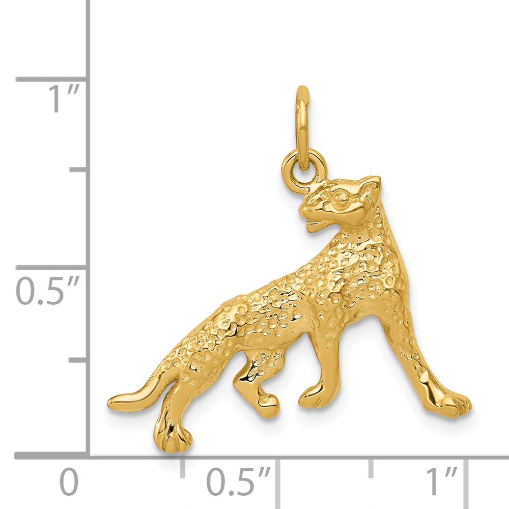 14K Yellow Gold Cheetah Charm Pendant Necklace - Elegant Animal Jewelry for Women - Perfect for Casual Wear, Parties & Gift Giving