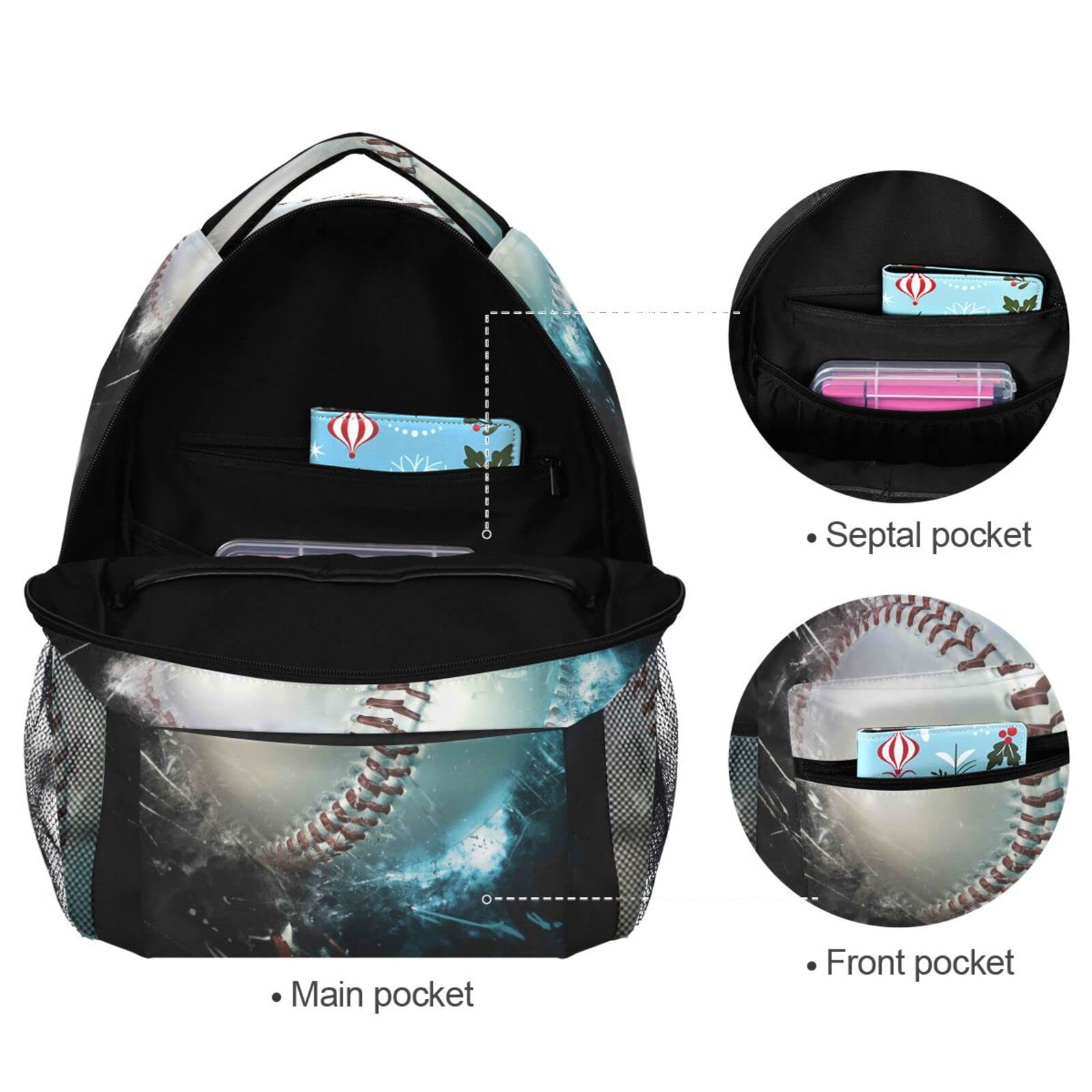 Dussdil Kids Baseball Backpack - 16 Inch Laptop Bag for Boys with Adjustable Shoulder Straps, Double Zipper Casual Daypack - Perfect for School, Sports, Travel & Outdoor Activities