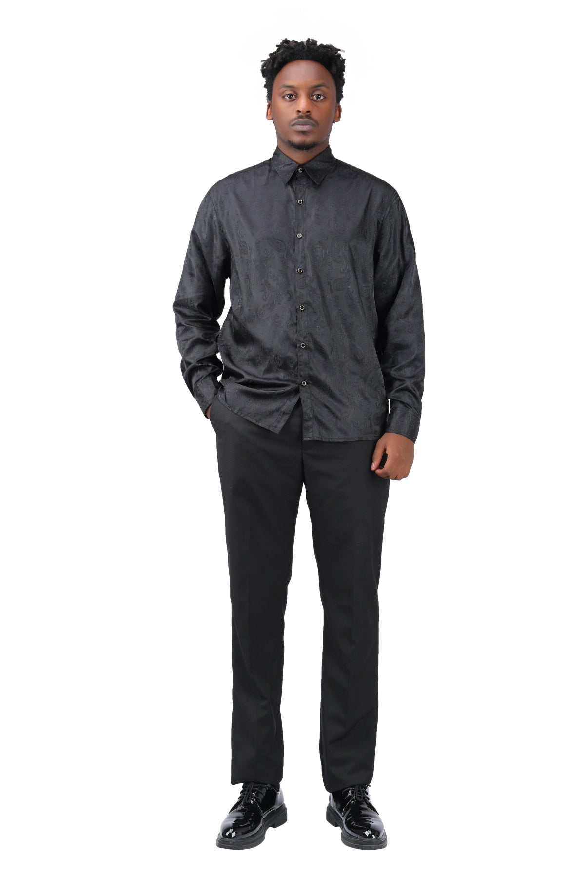 Slim Fit Embroidered Black Paisley Shirt for Men - Stylish Casual & Party Wear - Perfect for Date Nights, Office Outings & Special Occasions