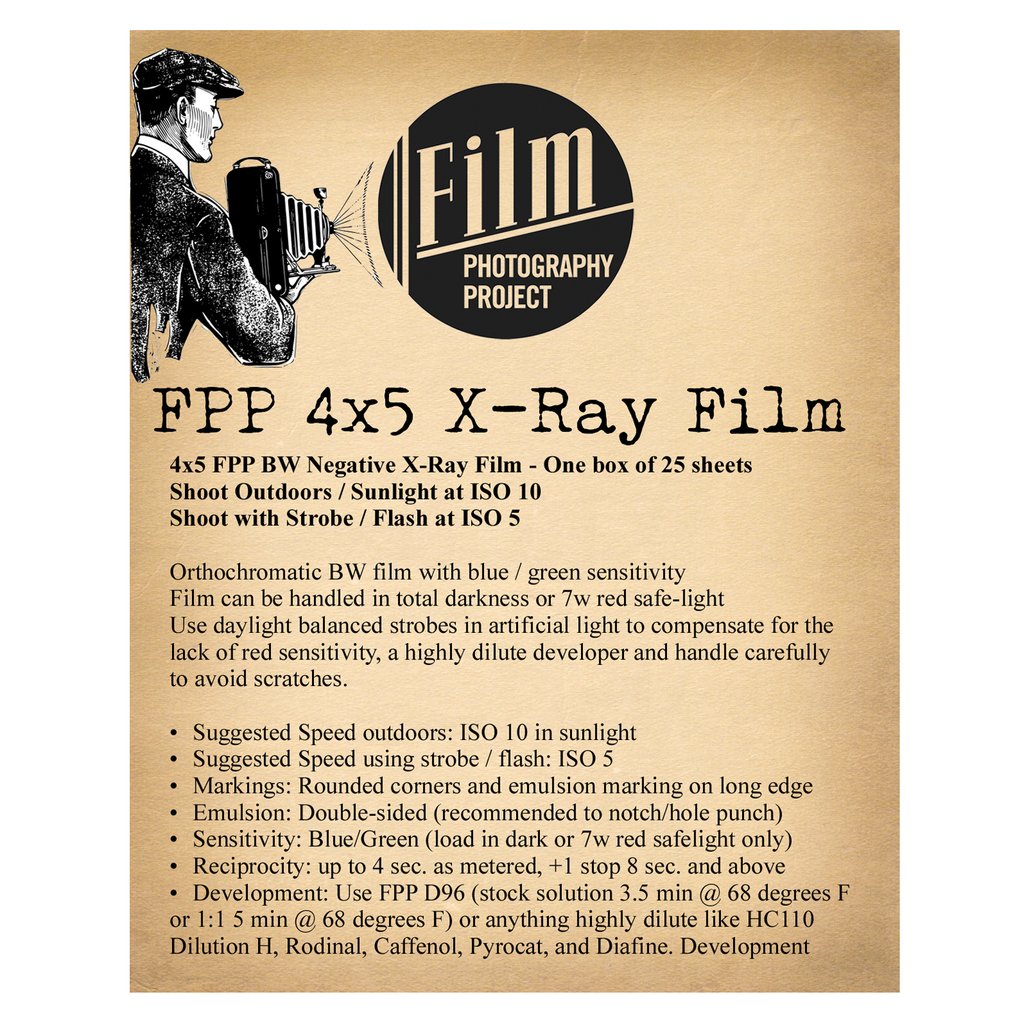 FPP Black & White Negative X-Ray Film 4x5 Inches (25 Sheets) – Perfect for Dental, Medical, and Industrial Imaging Applications