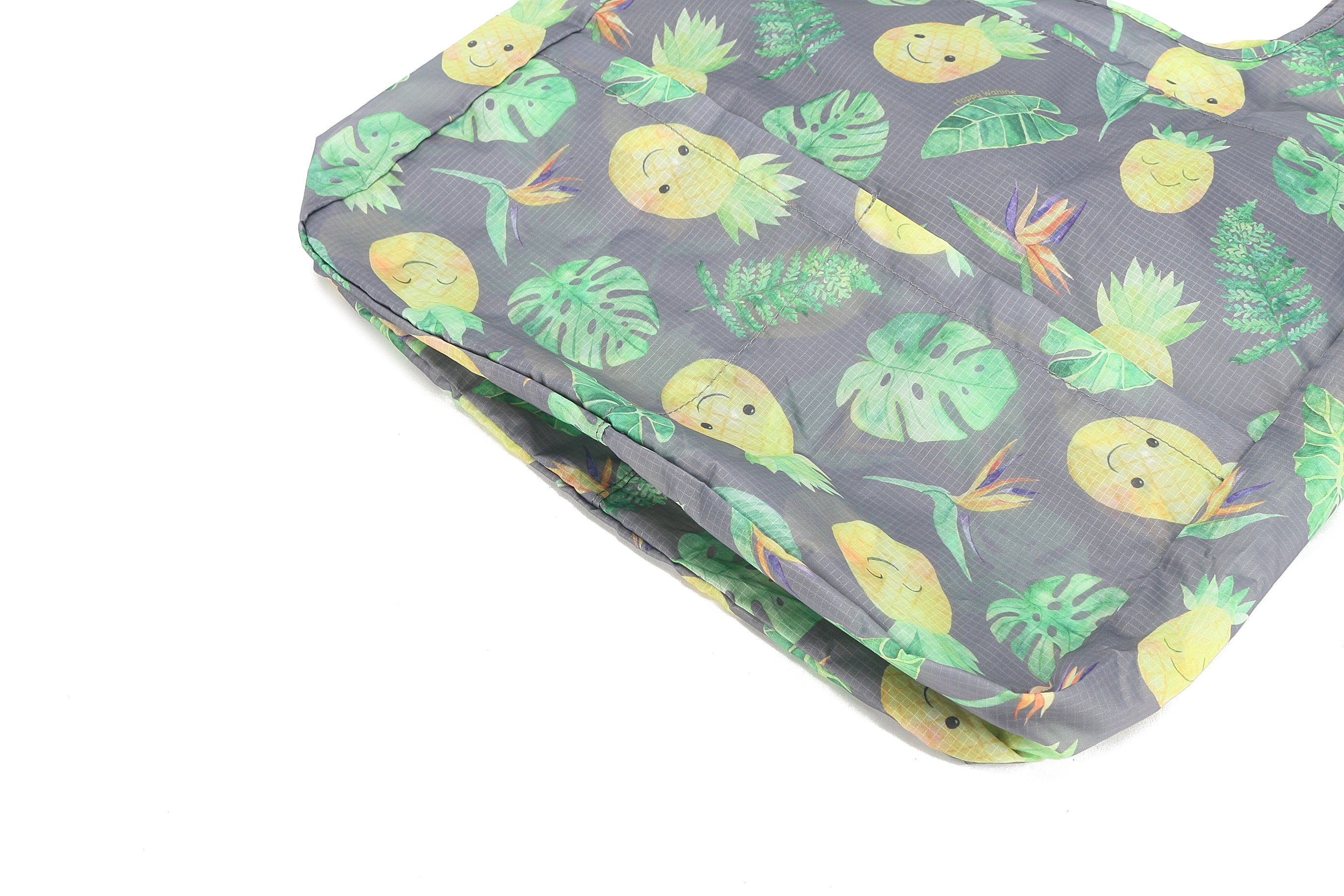 Foldable Tote Bag - Stylish Jacqueline Pineapple Monstera Print in Grey - Perfect for Grocery Shopping, Beach Trips & Daily Use