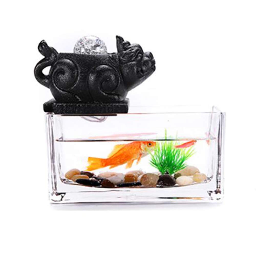 SLRMKK Decorative Indoor Water Fountain with Pump - Glass Tank Home & Garden Decor, 18cm Height - Perfect for Living Room, Bedroom, Office Relaxation