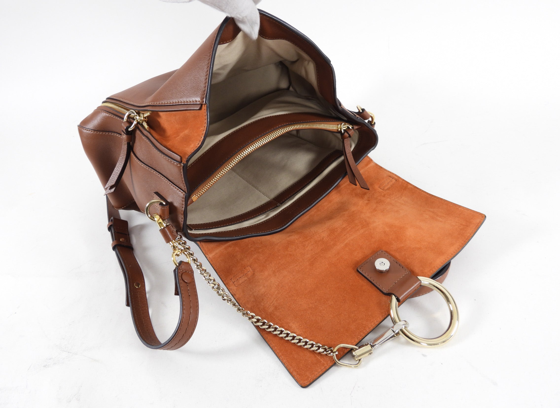 Chloe Faye Day Medium Double Carry Bag in Tan Leather - Premium Genuine Leather Shoulder Bag for Women - Perfect for Work, Travel & Everyday Use