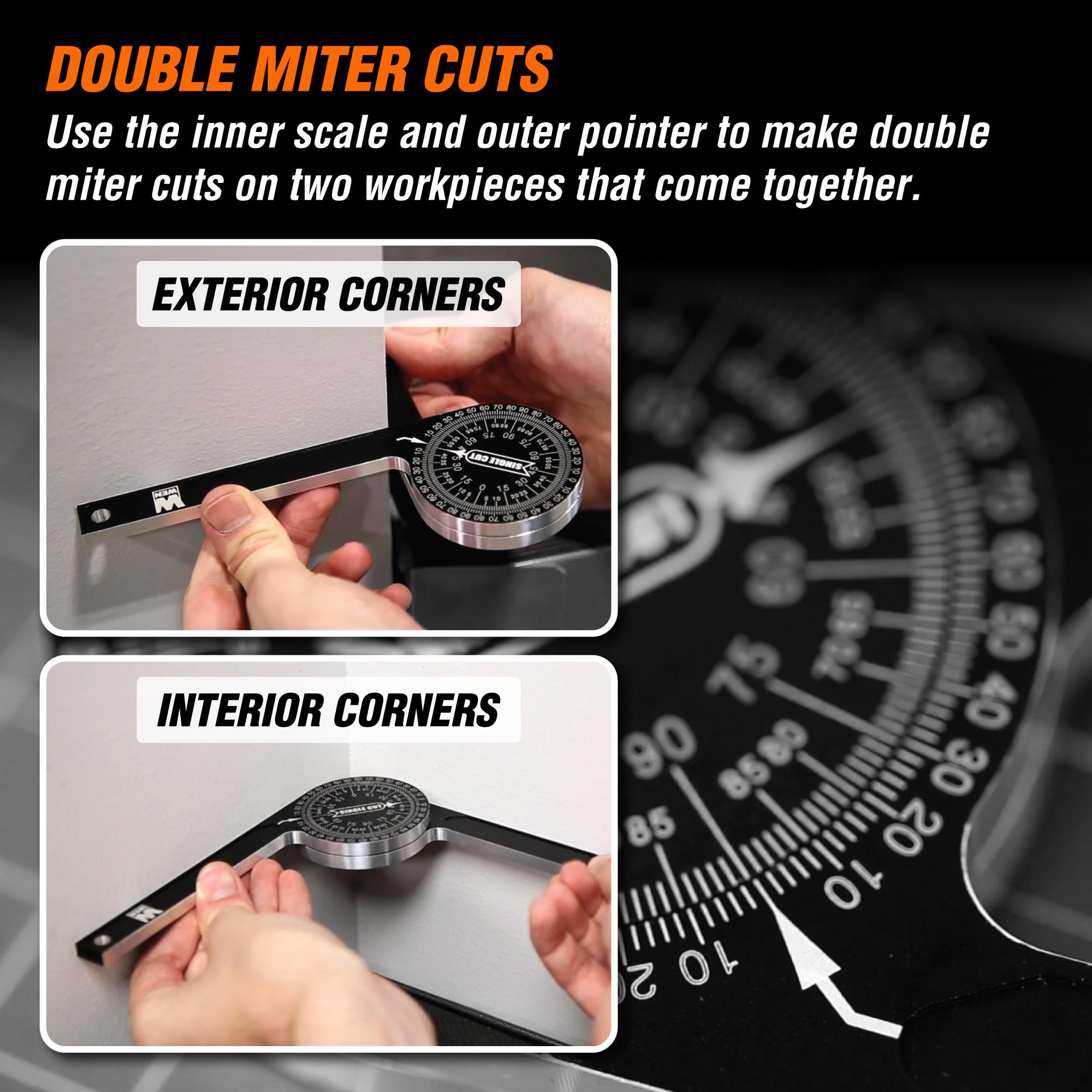 WEN ME175P 7.25 Inch Aluminum Alloy Miter Saw Protractor with Laser Engraved Scales - Precision Angle Measuring Tool for Woodworking, Carpentry & DIY Projects